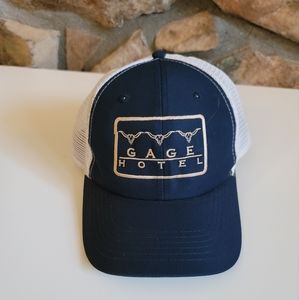 GAGE HOTEL IN TEXAS HAT MESH TRUCKER HAT NAVY & WHITE